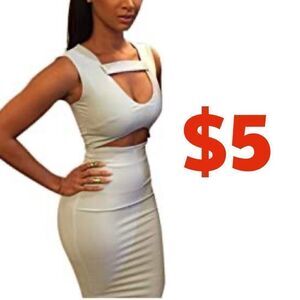 $5 ADD ON ITEM ALLEGRACE BODYCON White DRESS